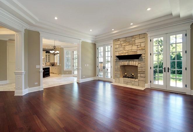 gleaming hardwood flooring in renovated space